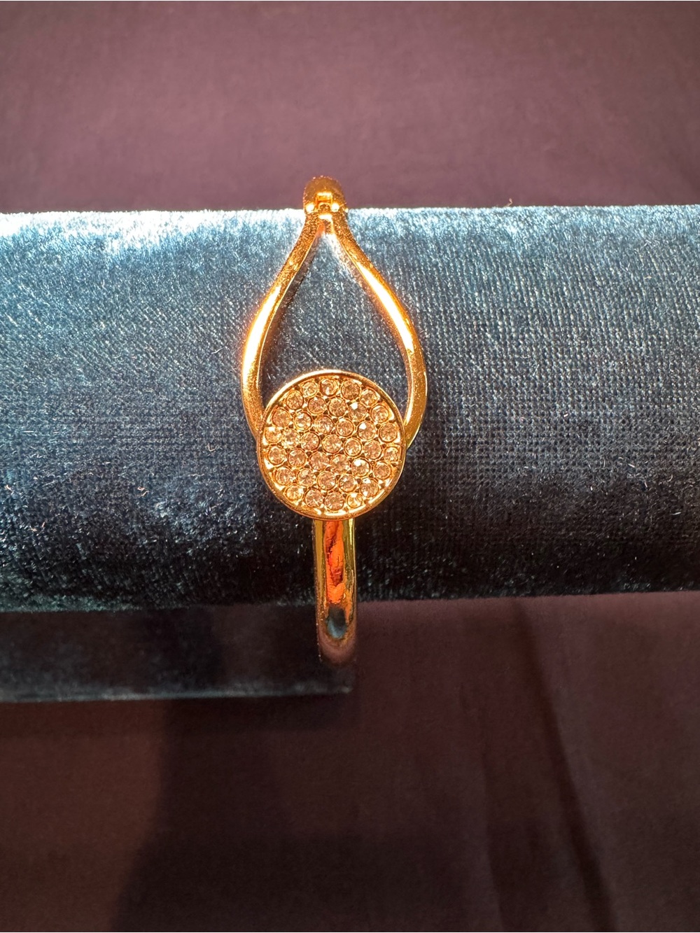 Gold Crystal Disc Drop Hoop Bracelet- Women Jewelry